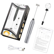 Load image into Gallery viewer, Uncahome Milk Frother Wand Drink Mixer - Handheld Milk Frother Electric Whisk - Easy-Clean Stainless Steel Frother Wand & Mini Blender - Electric Coffee Frother for Milk Coffee Lattes