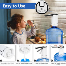 Load image into Gallery viewer, Uncahome Water Pump for 5 Gallon Bottle, Rechargeable Portable Electric Water Bottle Dispenser, Foldable Automatic Water Jug Pump for for Home, Office & Camping (White)