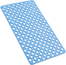 Load image into Gallery viewer, Bathroom Non Slip Shower Mat, 30L x 17W Inch Super Soft PVC Bath Mat with Suction Cup, Soft Bathroom Mat with Drain Hole, Blue