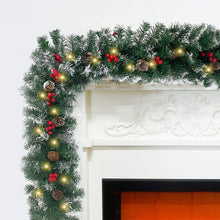 Load image into Gallery viewer, COWIN 2 Pcs 6ft Pre-Lit Christmas Garland, with 40 Waterproof LED Light and Pine Cones and Berries, Battery Operated Garland 200 Branches Christmas Decoration for Xmas Holiday & Party
