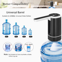 Load image into Gallery viewer, Uncahome Water Pump for 5 Gallon Bottle, Rechargeable Portable Electric Water Bottle Dispenser, Foldable Automatic Water Jug Pump for for Home, Office & Camping (Black)