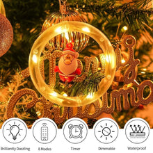 Load image into Gallery viewer, Christmas Curtain Lights Ring String Lights with Ornaments and Hooks 9.8ft 8 modes Remote Control Timer for Holiday Party,Warm White