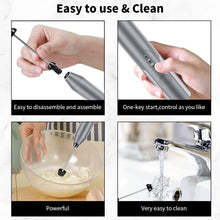 Load image into Gallery viewer, Uncahome Milk Frother Wand Drink Mixer - Handheld Milk Frother Electric Whisk - Easy-Clean Stainless Steel Frother Wand & Mini Blender - Electric Coffee Frother for Milk Coffee Lattes