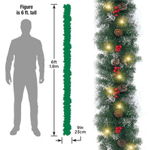 Load image into Gallery viewer, COWIN 2 Pcs 6ft Pre-Lit Christmas Garland, with 40 Waterproof LED Light and Pine Cones and Berries, Battery Operated Garland 200 Branches Christmas Decoration for Xmas Holiday & Party