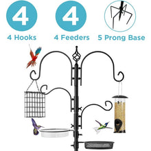 Load image into Gallery viewer, Aedavey 4-Hook Bird Feeding Station Bird Feeding Station Kit 92 Inches Steel Tall Bird Feeder Poles with Bird Bath, Mesh Tray Suet Feeder