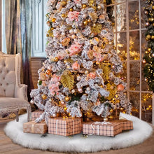 Load image into Gallery viewer, 48inch Christmas Tree Skirt Fur Xmas Tree Skirt Christmas Decorations Holiday Tree Ornaments Tree Mat Base Cover for Christmas Home Party Decorations, White