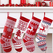 Load image into Gallery viewer, COWIN 4 Pieces 18" Knit Christmas Stockings Reindeer Christmas Tree Snowflakes Knitted Stocking Christmas Ornaments Hanging Rustic Stocking Decorations Tree
