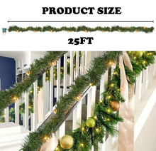 Load image into Gallery viewer, Maraawa 25-Foot Christmas Garland With Multi Lights - Perfect For Indoor Outdoor Fireplace Xmas Decoration, Or Christmas Decorations Tree - Pre-Lit Soft Artificial Christmas Garland