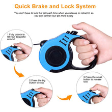 Load image into Gallery viewer, Retractable Dog Leash 16ft Heavy Duty Pet Walking Leash with Anti-Slip Handle Hand Brake Blue