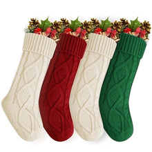 Load image into Gallery viewer, Movsou 4PACK Christmas Stockings, Knitted Stocking for Holiday Christmas Party Family Decorations (Red White Green)