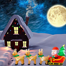 Load image into Gallery viewer, 13Ft Lighted Christmas Inflatables Santa Claus on Sleigh with 3 Reindeer & Christmas Tree for Indoor Outdoor Home Holiday Decor
