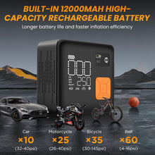 Load image into Gallery viewer, Portable Air Compressor Tire Inflator 12000mAh and Max 150PSI Air Pump for Truck Tires Dual Barrel Corded and Cordless