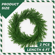 Load image into Gallery viewer, Swfoer 2 Pcs 6Feet Christmas Garlands, Norfolk Pine Garland,Real Touch Winter Green Pine Garland, Indoor, Outdoor Christmas Decorations
