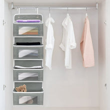 Load image into Gallery viewer, 2 Pack 4-Shelf Over Door Hanging Organizer, Wall Mount Storage for Bedroom, Hanging Closet Organizer with Clear Window and Large Capacity PVC Pocket for Home Storage, Grey