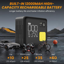 Load image into Gallery viewer, Portable Air Compressor Tire Inflator 12000mAh and Max 150PSI Air Pump for Truck Tires Dual Barrel Corded and Cordless