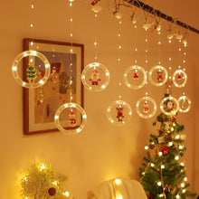 Load image into Gallery viewer, Christmas Curtain Lights Ring String Lights with Ornaments and Hooks 9.8ft 8 modes Remote Control Timer for Holiday Party,Warm White