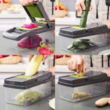 Load image into Gallery viewer, Vegetable Chopper, 14 in 1 Veggie Chopper, Multifunctional Food Chopper with Container 8 Blades Grater Slicer Onion Chopper