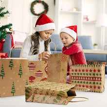 Load image into Gallery viewer, COWIN 12 Pack Christmas Gift Bags Christmas Kraft Gift Bags Paper Goody Gift Christmas Gift