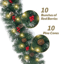 Load image into Gallery viewer, COWIN 2 Pcs 6ft Pre-Lit Christmas Garland, with 40 Waterproof LED Light and Pine Cones and Berries, Battery Operated Garland 200 Branches Christmas Decoration for Xmas Holiday & Party