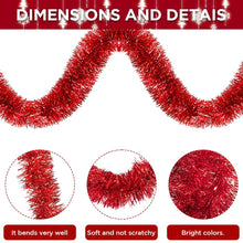 Load image into Gallery viewer, Movsou 1 Pcs 50 Feet Red Christmas Tinsel Garlands, Red Metallic Twist Garland Hanging Garland Ornaments, for Christmas Tree Party Supplies, Indoor and Outdoor Decoration
