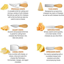 Load image into Gallery viewer, Swfoer Cheese Knives Set Cheese Spreader Slicer Cheese Cutter Cheese Fork Cheese Spreading Knife for Charcuterie Boards Cutlery Gift Set 6 Pieces Cheese Knife Utensils Set