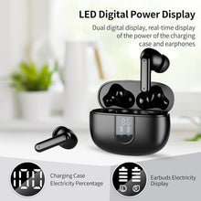 Load image into Gallery viewer, Wireless Earbuds Bluetooth Headphones, with LED Display Charging Case, Waterproof In-Ear Earphones with Mic for iPhone /Android /PC /Laptop, Black