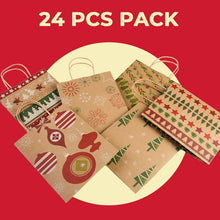 Load image into Gallery viewer, COWIN 24Pack Christmas Gift Bags Christmas Kraft Gift Bags Paper Goody Gift Christmas Gift 9 x 7.3 x 3.3in