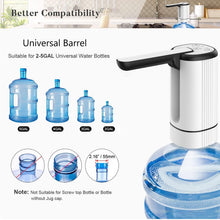 Load image into Gallery viewer, Uncahome Water Pump for 5 Gallon Bottle, Rechargeable Portable Electric Water Bottle Dispenser, Foldable Automatic Water Jug Pump for for Home, Office & Camping (White)