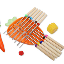 Load image into Gallery viewer, 12 Pcs Roasting Sticks Wooden Handle, Extendable Stainless Steel Marshmallow Roasting Sticks Telescoping Forks, Campfire Sticks, 32in Smores Sticks, Telescoping Skewers for Campfire, BBQ