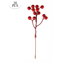 Load image into Gallery viewer, Swfoer 20 Pack 7 In Artificial Burgundy Red Berry Picks for Christmas Wreath Craft Wedding Winter Home Decor