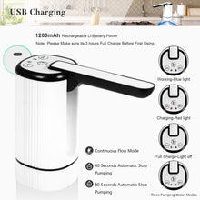 Load image into Gallery viewer, Uncahome Water Pump for 5 Gallon Bottle, Rechargeable Portable Electric Water Bottle Dispenser, Foldable Automatic Water Jug Pump for for Home, Office & Camping (White)