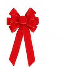 Load image into Gallery viewer, Swfoer 2 Pack Red Christmas Bows with Glitter Gold Edge for Indoor Outdoor Front Door Decor