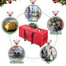 Load image into Gallery viewer, COWIN Rolling Christmas Tree Storage Bag, Fits Up to 7.5 ft Christmas Trees, 600D Oxford Fabric Christmas Tree Bag with 2 Swivel Wheels , Red