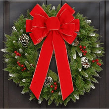 Load image into Gallery viewer, Swfoer 2 Pack Red Christmas Bows with Glitter Gold Edge for Indoor Outdoor Front Door Decor