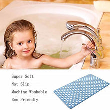 Load image into Gallery viewer, Bathroom Non Slip Shower Mat, 30L x 17W Inch Super Soft PVC Bath Mat with Suction Cup, Soft Bathroom Mat with Drain Hole, Blue