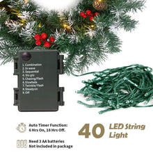 Load image into Gallery viewer, COWIN 2 Pcs 6ft Pre-Lit Christmas Garland, with 40 Waterproof LED Light and Pine Cones and Berries, Battery Operated Garland 200 Branches Christmas Decoration for Xmas Holiday & Party