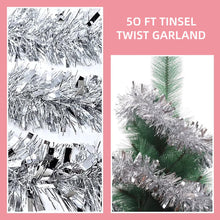 Load image into Gallery viewer, COWIN 50FT Silver Christmas Tinsel Garland, Metallic Twist Garland for Christmas Tree Party Holiday Supplies Metal Tassels for Decoration