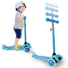 Load image into Gallery viewer, Kids Scooter Kick Scooter 3 Wheel Adjustable Height Light Up LED Wheels for Kids Boys Girls Ages 3-12 Blue