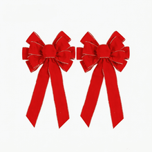 Load image into Gallery viewer, Swfoer 2 Pack Red Christmas Bows with Glitter Gold Edge for Indoor Outdoor Front Door Decor