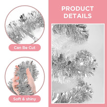 Load image into Gallery viewer, COWIN 50FT Silver Christmas Tinsel Garland, Metallic Twist Garland for Christmas Tree Party Holiday Supplies Metal Tassels for Decoration