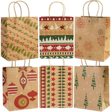 Load image into Gallery viewer, COWIN 24Pack Christmas Gift Bags Christmas Kraft Gift Bags Paper Goody Gift Christmas Gift 9 x 7.3 x 3.3in