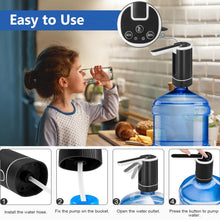 Load image into Gallery viewer, Uncahome Water Pump for 5 Gallon Bottle, Rechargeable Portable Electric Water Bottle Dispenser, Foldable Automatic Water Jug Pump for for Home, Office & Camping (Black)