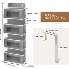 Load image into Gallery viewer, 2 Pack 4-Shelf Over Door Hanging Organizer, Wall Mount Storage for Bedroom, Hanging Closet Organizer with Clear Window and Large Capacity PVC Pocket for Home Storage, Grey