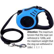 Load image into Gallery viewer, Retractable Dog Leash 16ft Heavy Duty Pet Walking Leash with Anti-Slip Handle Hand Brake Blue