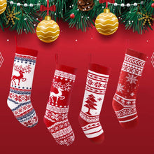 Load image into Gallery viewer, COWIN 4 Pieces 18" Knit Christmas Stockings Reindeer Christmas Tree Snowflakes Knitted Stocking Christmas Ornaments Hanging Rustic Stocking Decorations Tree