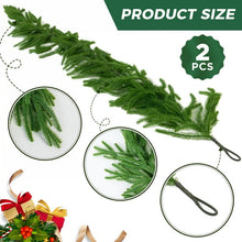 Load image into Gallery viewer, Swfoer 2 Pcs 6Feet Christmas Garlands, Norfolk Pine Garland,Real Touch Winter Green Pine Garland, Indoor, Outdoor Christmas Decorations