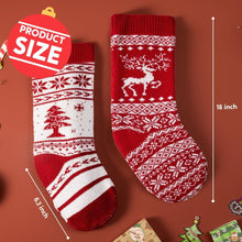 Load image into Gallery viewer, COWIN 4 Pieces 18" Knit Christmas Stockings Reindeer Christmas Tree Snowflakes Knitted Stocking Christmas Ornaments Hanging Rustic Stocking Decorations Tree