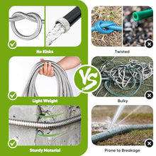 Load image into Gallery viewer, Garden Hose 75 FT,304 Stainless Steel Heavy Duty Water Hose with 7 Function Nozzles No-Kink Rust Proof for Yard Outdoor