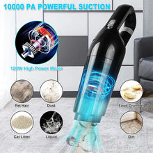Load image into Gallery viewer, Kibhous Protable Car Vacuum Cleaner, 120W Car Vacuum Cleaners Cordless, Handheld Vacuum for Quick Cleaning, Hand Held Vacuuming Cordless Rechargeable for Car Home and Office, Black
