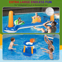Load image into Gallery viewer, Pool Volleyball Net Basketball Hoop Inflatable Pool Floats Toys Swimming Water Games for Adults and Kids,Orange